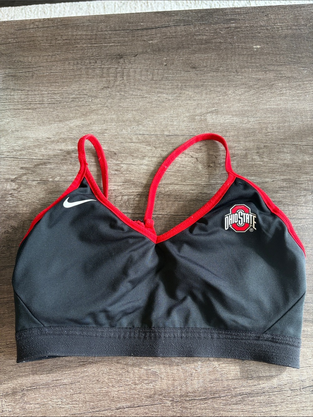 Nike Black and Red Ohio State Sports Bra